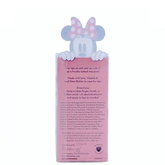 NEW * The Creme Shop / Disney MINNIE MOUSE Macaron Lip Balm STRAWBERRIES & CREME - Picture 2 of 5